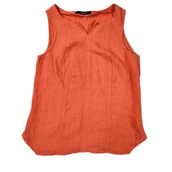 Q’neel Textured Sleeveless Blouse Orange Women's 4 EU 34 Lagenlook Rustic Barn - Picture 2 of 10